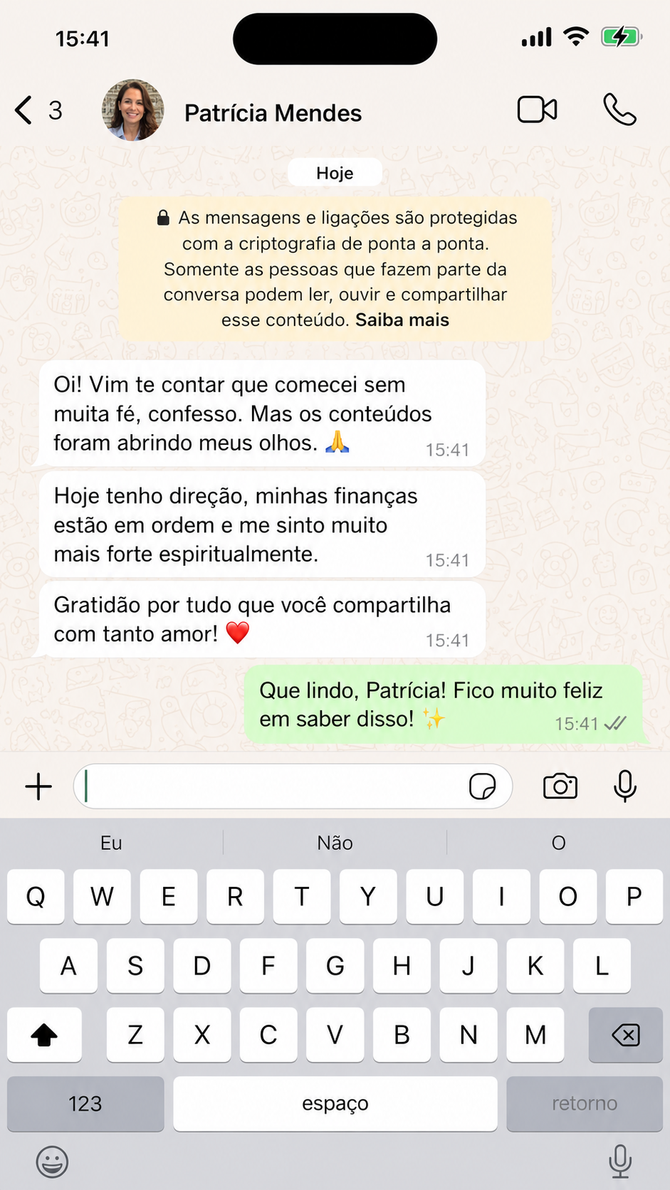 Feedback Patrícia Mendes - WhatsApp